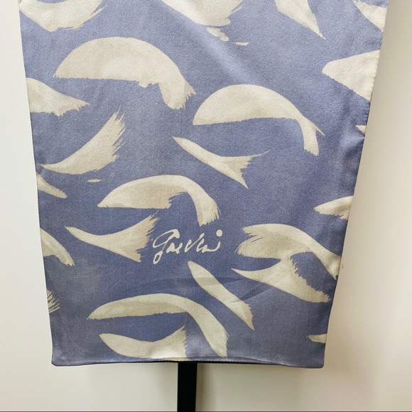 Vintage Blue & Gray Reversible Silk & Wool Scarf - Picture 11 of 13